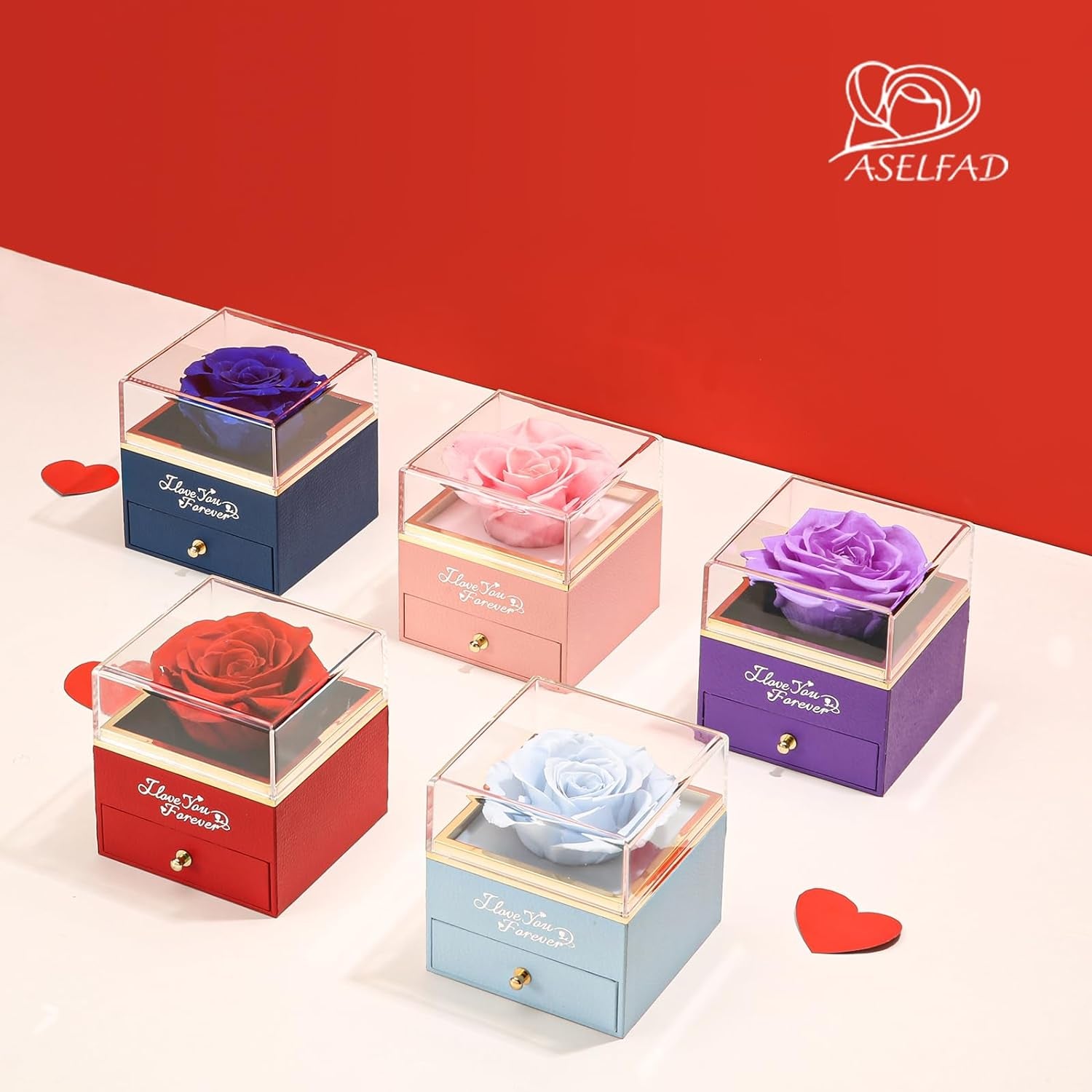 Preserved Flowers Real Red Rose with I Love You Necklace - Eternal Rose Gifts for Her at Valentine'S Day, Anniversary or Birthday Gifts for Women