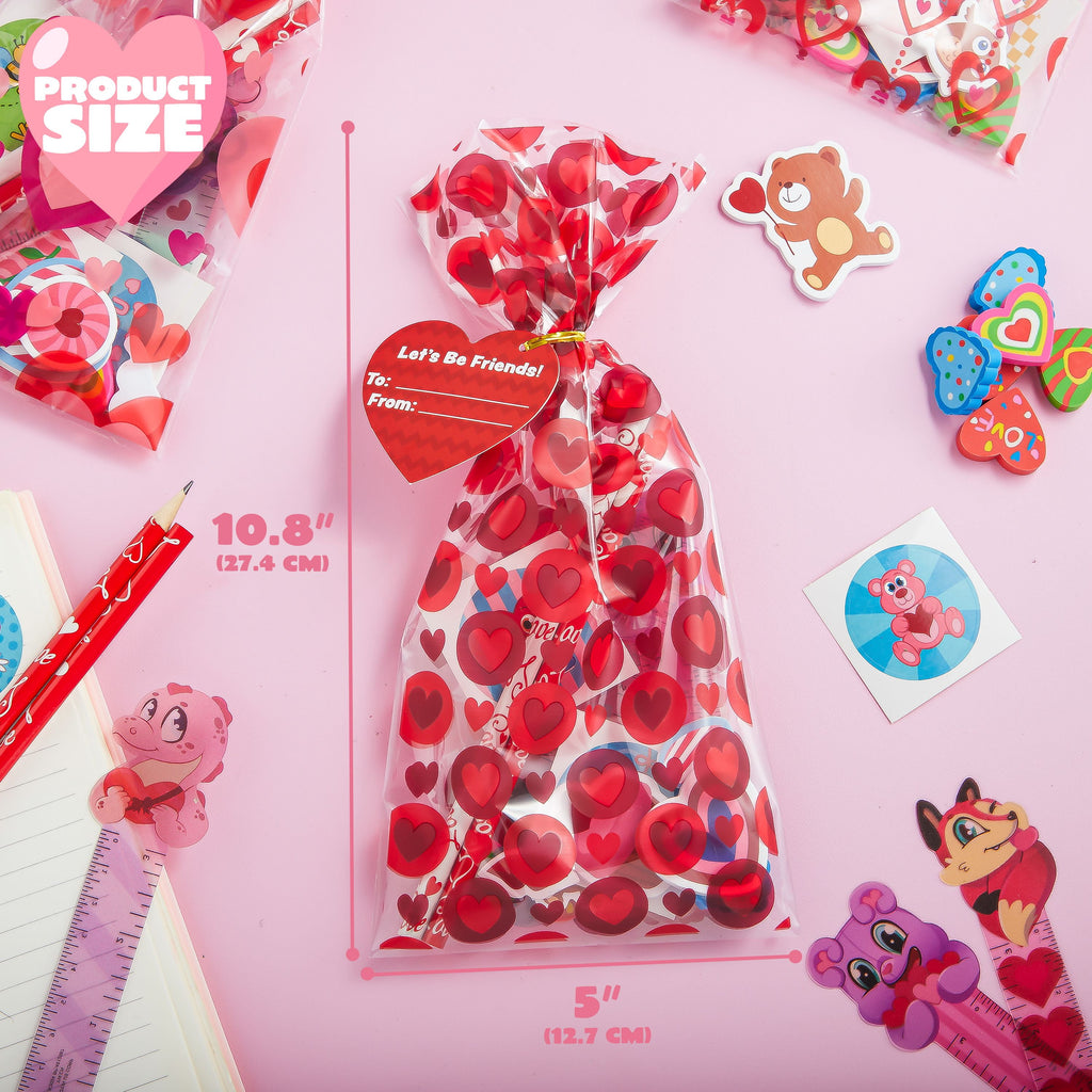 196 PCS Valentines Gifts for Kids,Valentines Goodie Bag Stuffers, Valentines Cards for Kids Classroom Exchange, Assorted Stationery Set for School Prizes Party Favors Treats
