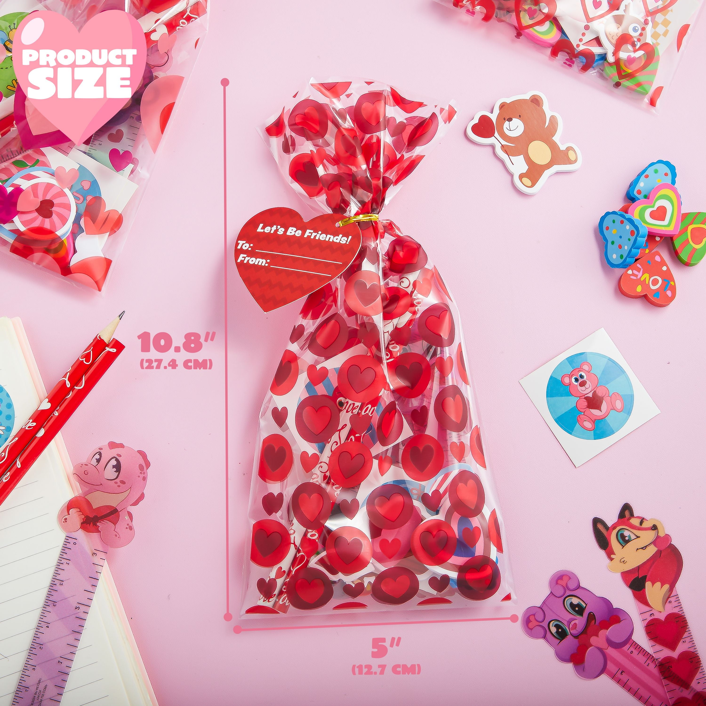196 PCS Valentines Gifts for Kids,Valentines Goodie Bag Stuffers, Valentines Cards for Kids Classroom Exchange, Assorted Stationery Set for School Prizes Party Favors Treats