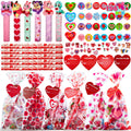 196 PCS Valentines Gifts for Kids,Valentines Goodie Bag Stuffers, Valentines Cards for Kids Classroom Exchange, Assorted Stationery Set for School Prizes Party Favors Treats
